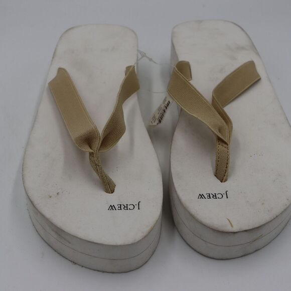 J. Crew White and Tan Platform Flip Flop Sandals 9 NWT - Picture 1 of 9